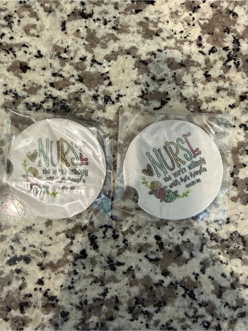 Nurse Floral Cup Holder Covers - White with Pastel Accents